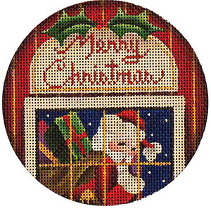 Window Santa Hand Painted Christmas Ornament Canvas from Rebecca Wood
