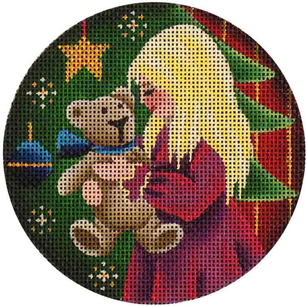Teddy Christmas Hand Painted Christmas Ornament Canvas from Rebecca Wood