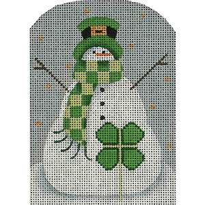 Clover Snowman Hand Painted Christmas Ornament Canvas from Rebecca Wood