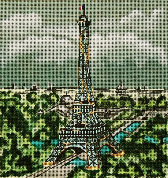 Cities - Paris - Hand Painted Needlepoint Canvas from Trubey Designs