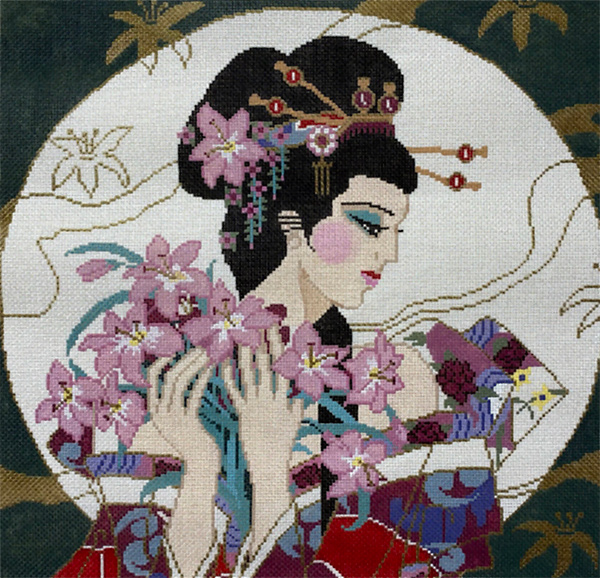 Geisha in the Moon Hand Painted Canvas
