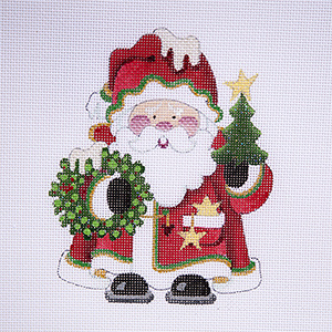 Tree & Wreath Squatty Santa Canvas