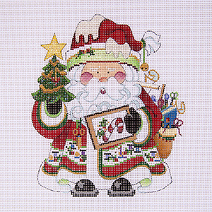Needlepoint Squatty Santa Canvas