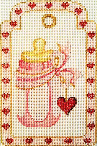 Baby Bottle Gift Tag Hand-painted Needlepoint Canvas