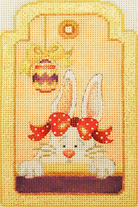 Lady Bunny with Easter Egg Gift Tag Hand-painted Needlepoint Canvas