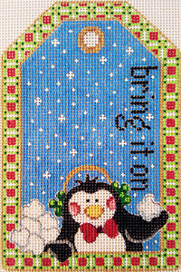 Bring It On Gift Tag Hand-painted Needlepoint Canvas