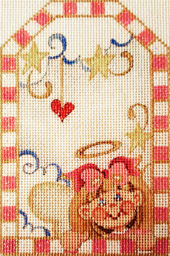 Angel Girl Gift Tag Hand-painted Needlepoint Canvas