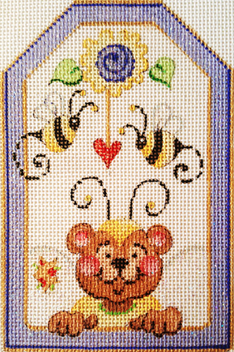 Bee with Heart Gift Tag Hand-painted Needlepoint Canvas