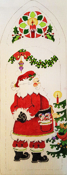Santa Triptych - 3 Panels - Hand-painted Needlepoint Canvas #2