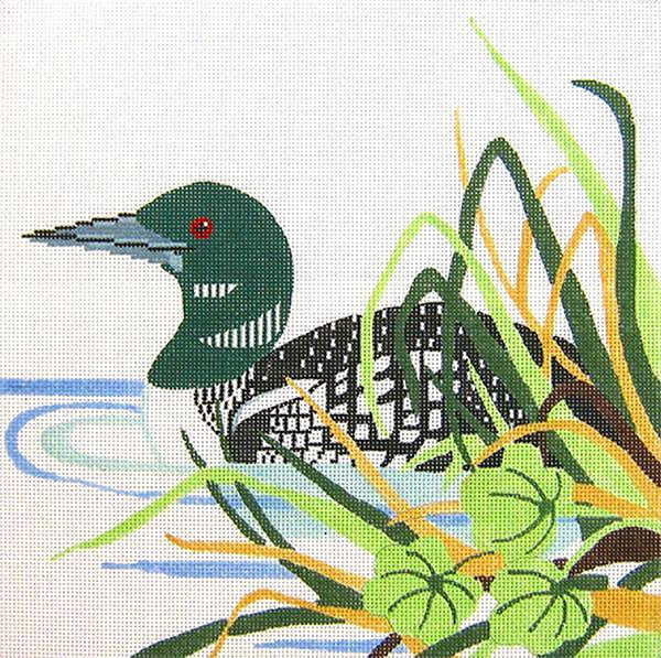 Loon Hand Painted Needlepoint Pillow Canvas