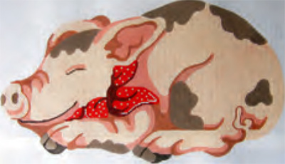 Pink Pig Hand Painted Needlepoint Pillow Canvas