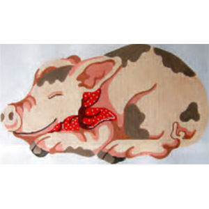 Pink Pig Hand Painted Needlepoint Pillow Canvas