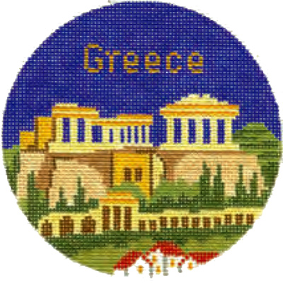 Greece Hand Painted Miniature Needlepoint Canvas