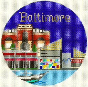 Baltimore Hand Painted Miniature Needlepoint Canvas