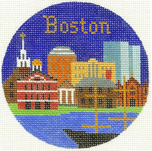 Boston Hand Painted Miniature Needlepoint Canvas