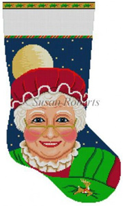 Susan Roberts Needlepoint Designs - Hand-painted Christmas Stocking - Mrs. Clause (Face) Stocking