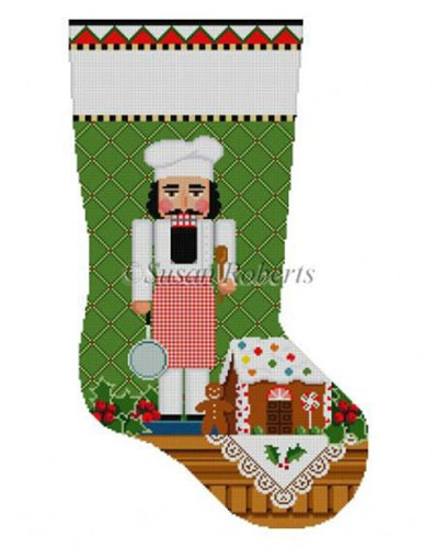 Susan Roberts Needlepoint Designs - Hand-painted Christmas Stocking - Chef Nutcracker Stocking