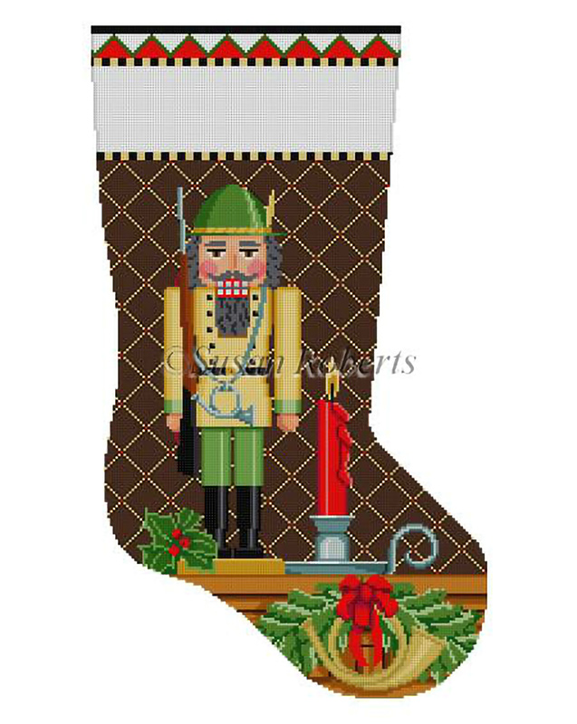 Susan Roberts Needlepoint Designs - Hand-painted Christmas Stocking - Hunter Nutcracker Stocking