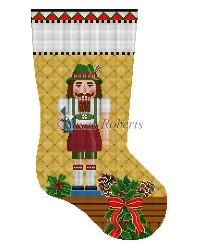 Susan Roberts Needlepoint Designs - Hand-painted Christmas Stocking - Beermeister Nutcracker Stocking