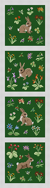 Susan Roberts Needlepoint Designs - Cluny Rabbits Coaster Strip (Runner)