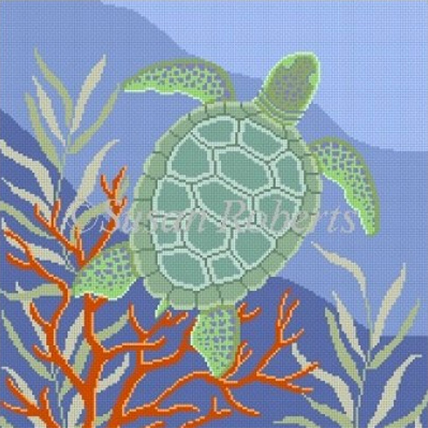 Susan Roberts Needlepoint Designs - Seaweed & Coral Turtle