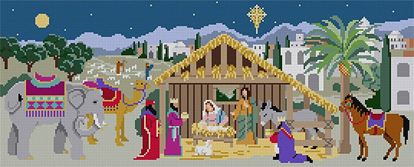 Susan Roberts Needlepoint Designs - Hand-painted Canvas - Nativity Stable 18 Count