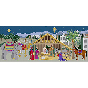 Susan Roberts Needlepoint Designs - Hand-painted Canvas - Nativity Stable 13 Count