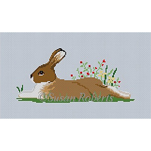 Susan Roberts Needlepoint Designs - Hand-painted Canvas -  Resting Rabbit