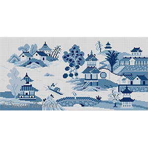 Susan Roberts Needlepoint Designs - Hand-painted Canvas - Painted Porcelain (Blue)