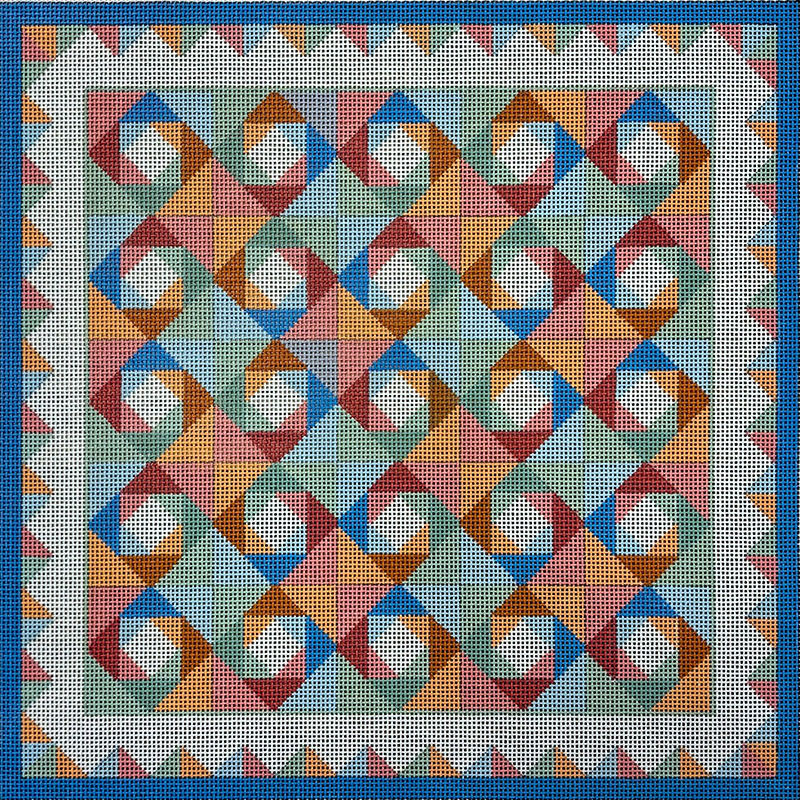 Diamonds on Squares Quilt Hand Painted Canvas by Susan Roberts