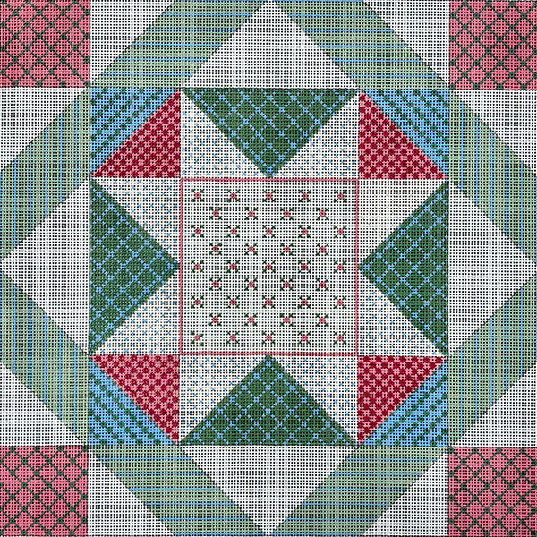 Patchwork Star Quilt Hand Painted Canvas by Susan Roberts