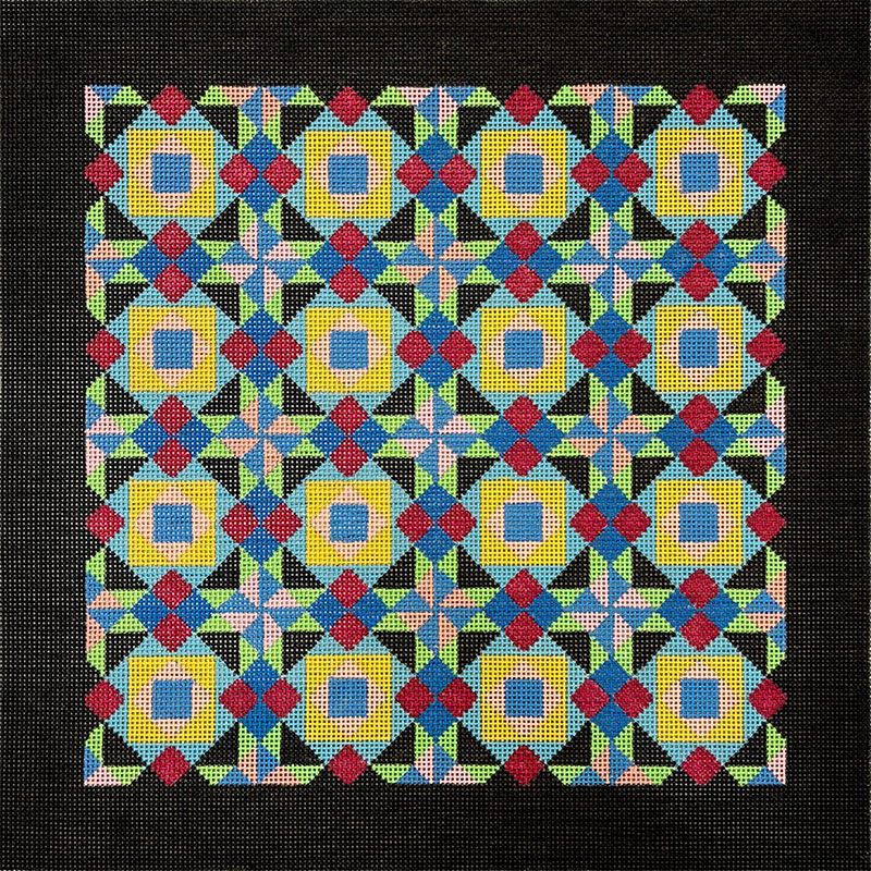 Squares in Diamonds Quilt Hand Painted Canvas by Susan Roberts
