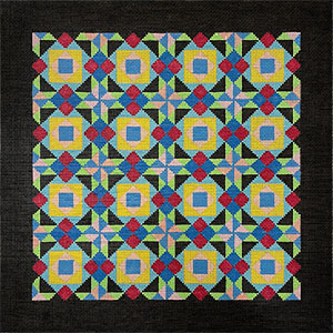 Squares in Diamonds Quilt Hand Painted Canvas by Susan Roberts