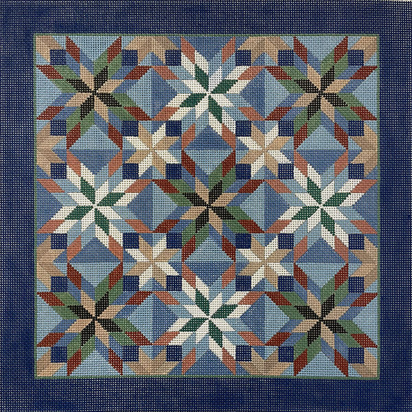 Susan Roberts Needlepoint Designs - Hand-painted Canvas - Stars Quilt