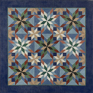 Susan Roberts Needlepoint Designs - Hand-painted Canvas - Stars Quilt