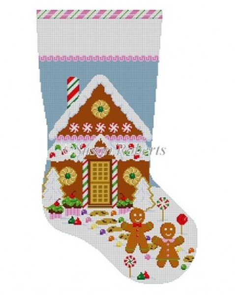 Susan Roberts Needlepoint Designs - Hand-painted Christmas Stocking - Gingerbread House