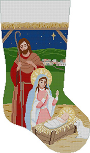 Susan Roberts Needlepoint Designs - Hand-painted Christmas Stocking - A Child Is Born