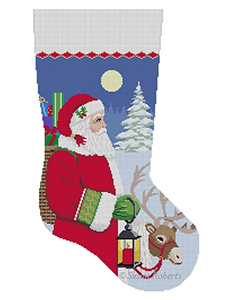 Susan Roberts Needlepoint Designs - Hand-painted Christmas Stocking - Moonlit Walk