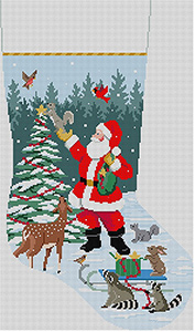 Susan Roberts Needlepoint Designs - Hand-painted Christmas Stocking - Topping the Tree