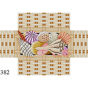 Seashell Basket Brick Cover Hand Painted Canvas by Susan Roberts