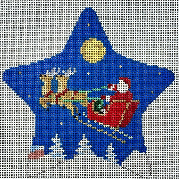 Susan Roberts Needlepoint Designs - Hand-painted Canvas - Moonlight Ride Star Ornament