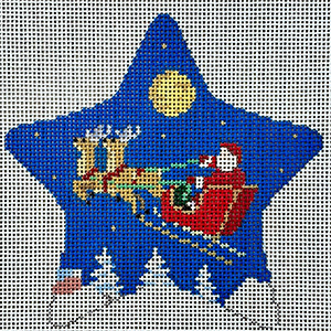 Susan Roberts Needlepoint Designs - Hand-painted Canvas - Moonlight Ride Star Ornament