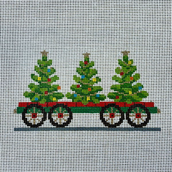 Flatbed Trees - NP Express - Susan Roberts Needlepoint Designs - Hand-painted Canvas