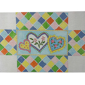 Flowers & Heart Patches Brick Cover Hand Painted Canvas by Susan Roberts