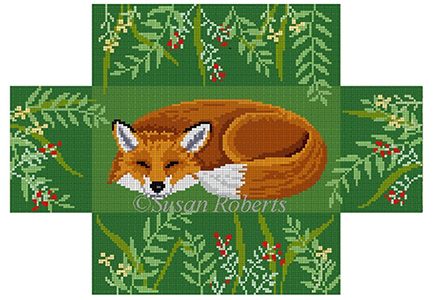 Sleeping Fox Brick Cover Hand Painted Canvas by Susan Roberts