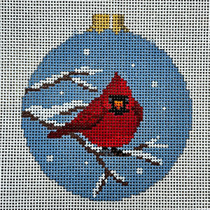 Susan Roberts Needlepoint Designs - Hand-painted Canvas - Puffed Cardinal Onrmanent