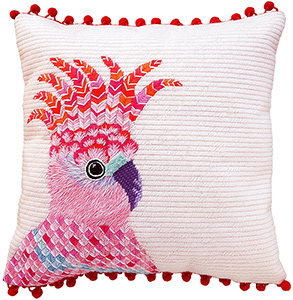 Pink Cockatoo Needlepoint Cushion Kit - Product of New Zealand