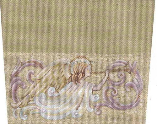 Tapestry Tent, Liz Goodrick-Dillon - Angel & Horn - Hand-Painted Needlepoint Canvas
