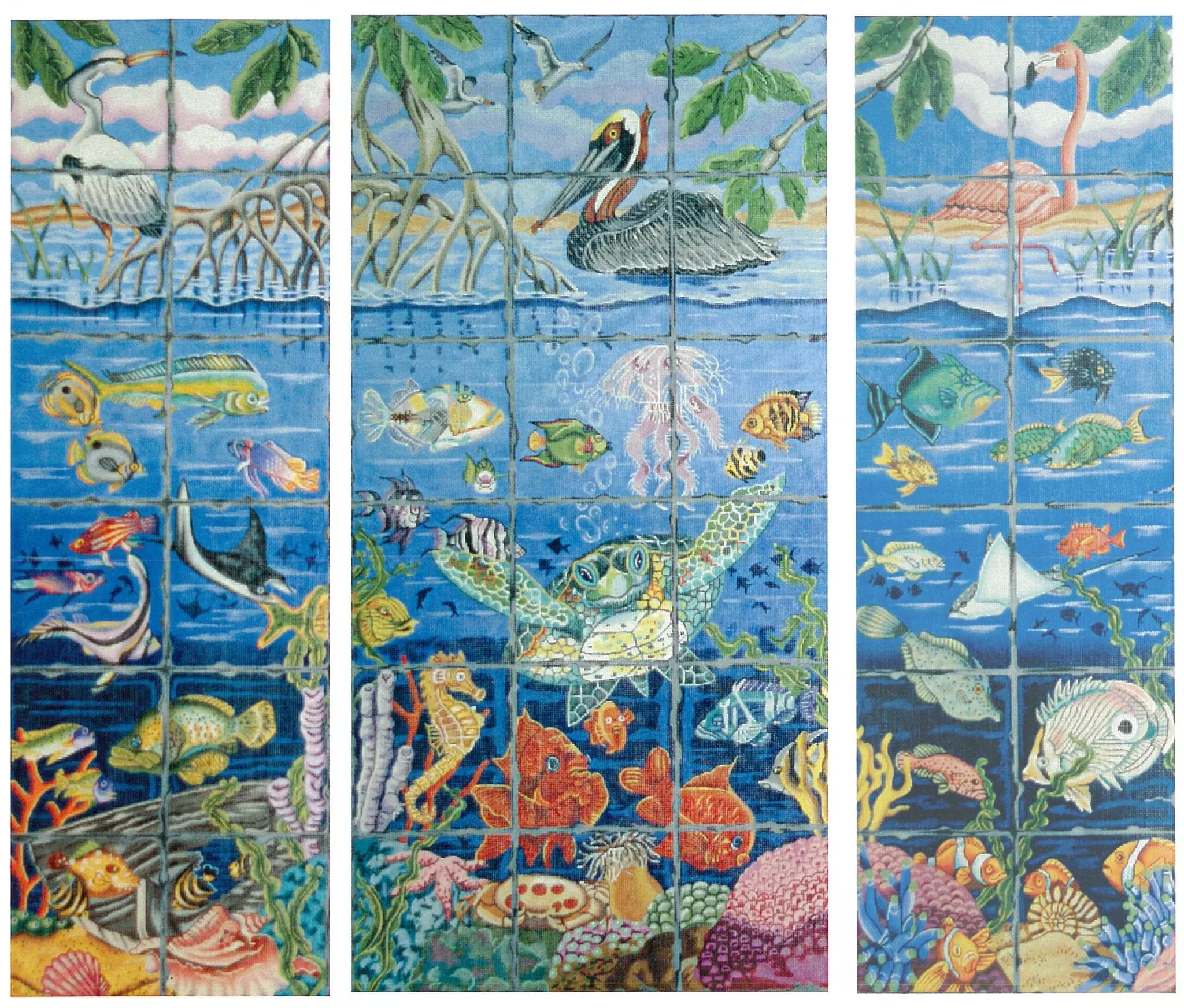 NeedlepointUS: Undersea Fire Screen Hand Painted Canvas from Trubey ...