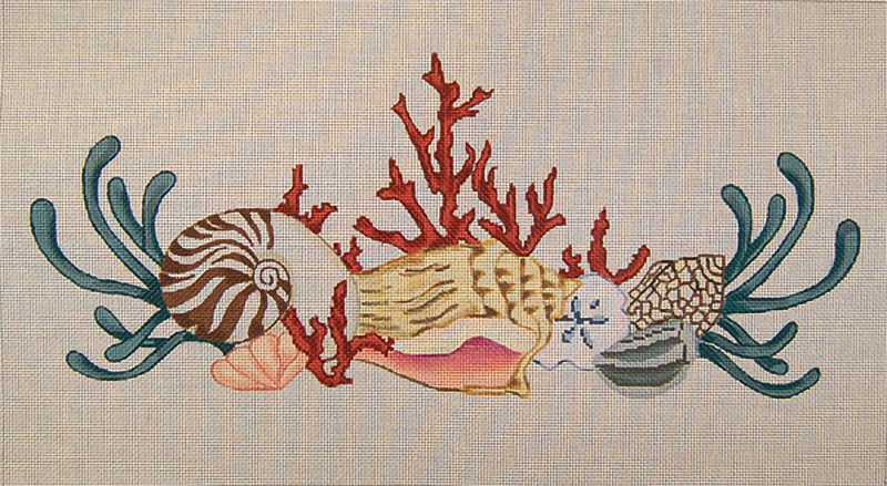 Seashell Pillow Hand Painted Canvas from Trubey Designs